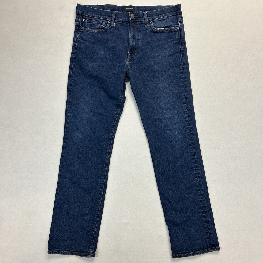 J Crew 770 Straight Fit Jeans Men's 35x32 Blue Denim Logo Cotton Casual Classic